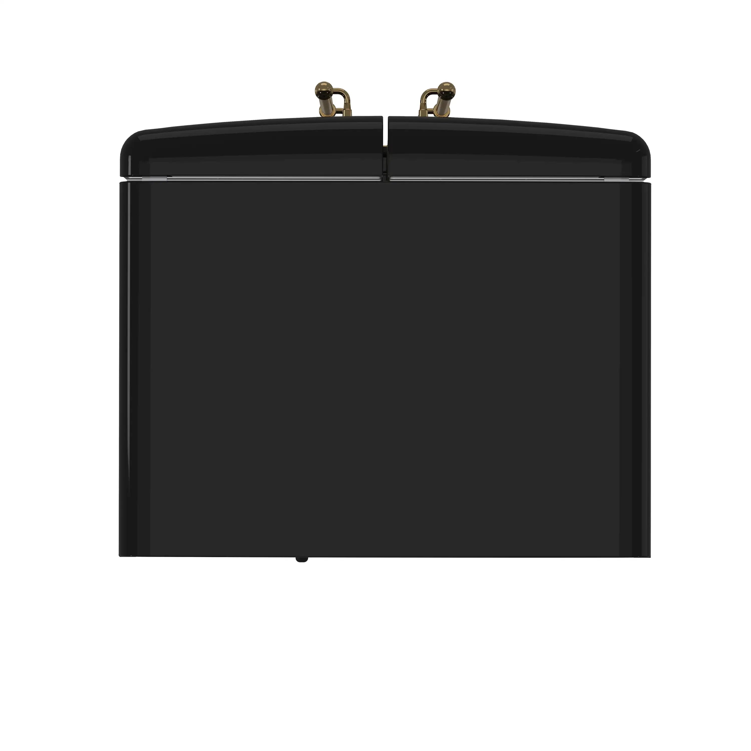 Forno Luigi 33-Inch 18 cu.ft. French Door Refrigerator in Black with Antique Brass Handles (FFFFD1791-33BLK)