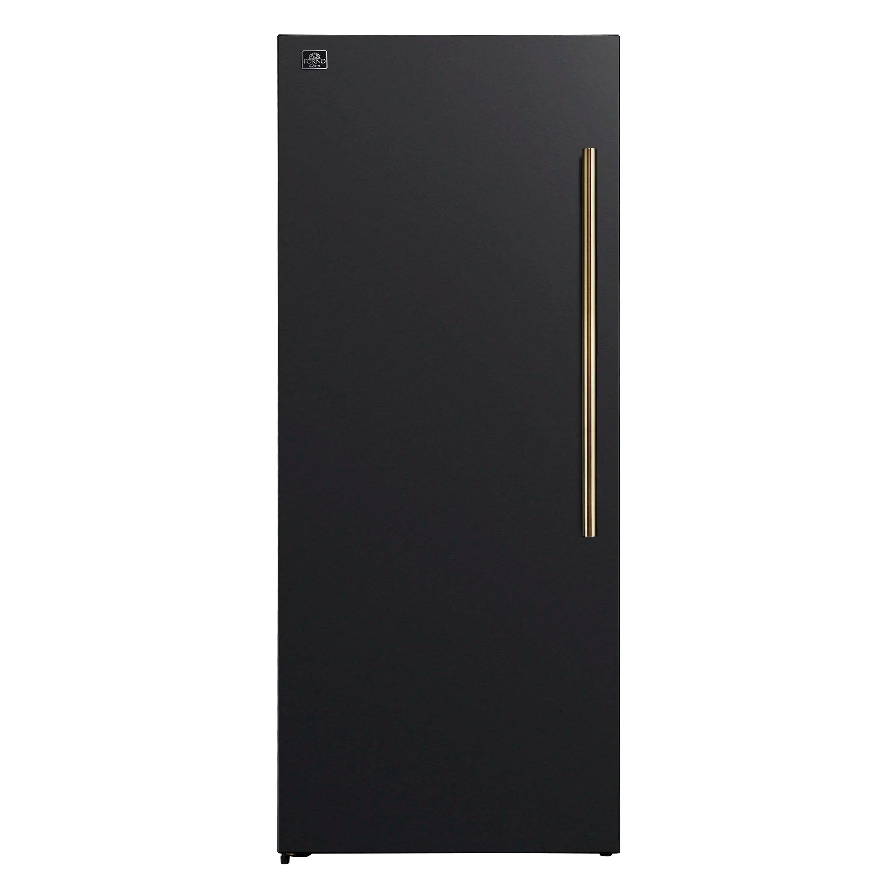 Forno Maderno 28-Inch 13.6 Cu.Ft. Convertible Upright Freezer/Refrigerator in Black with Antique Brass Handle, Left Swing (FFFFD1722-28BLK-LS)