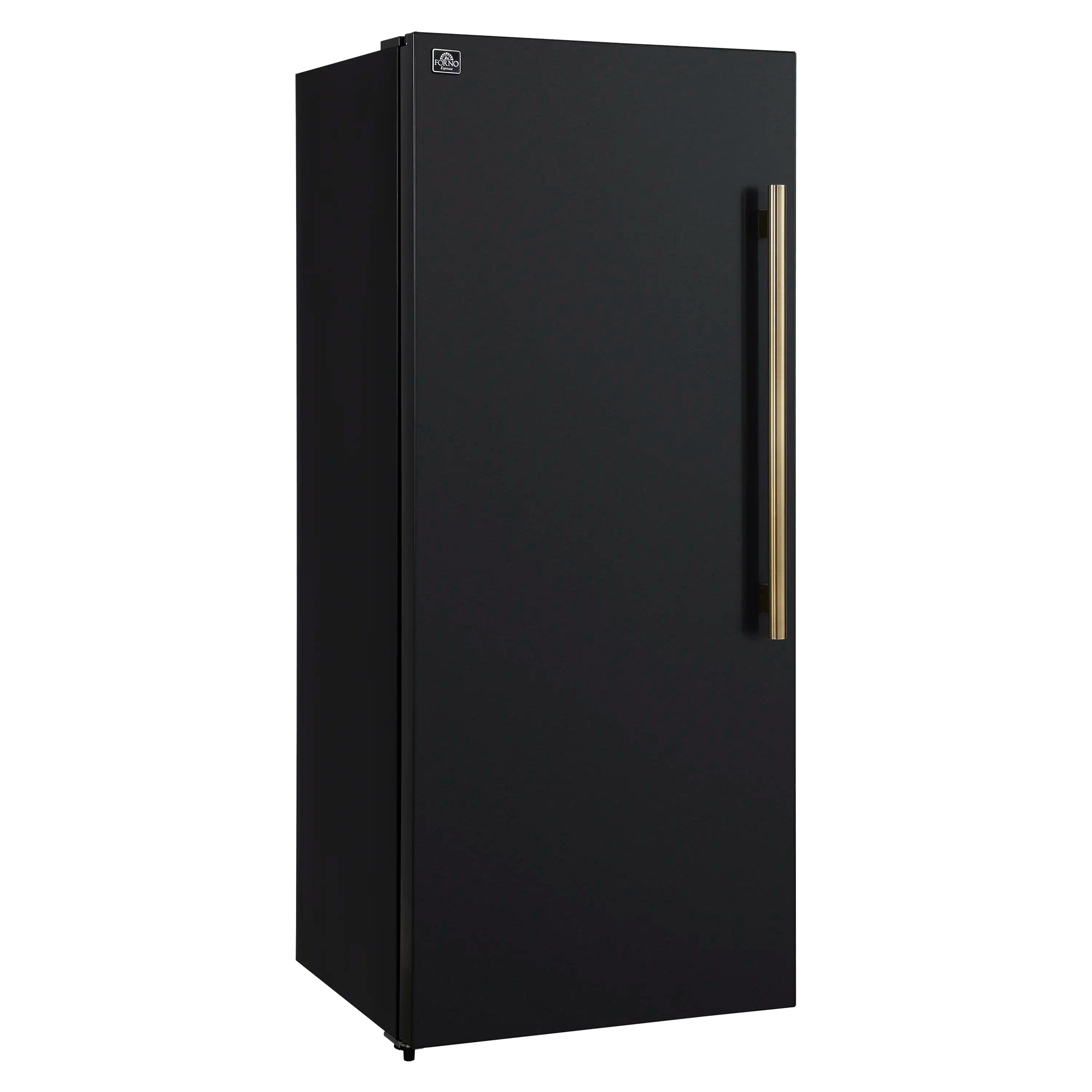 Forno Maderno 28-Inch 13.6 Cu.Ft. Convertible Upright Freezer/Refrigerator in Black with Antique Brass Handle, Left Swing (FFFFD1722-28BLK-LS)