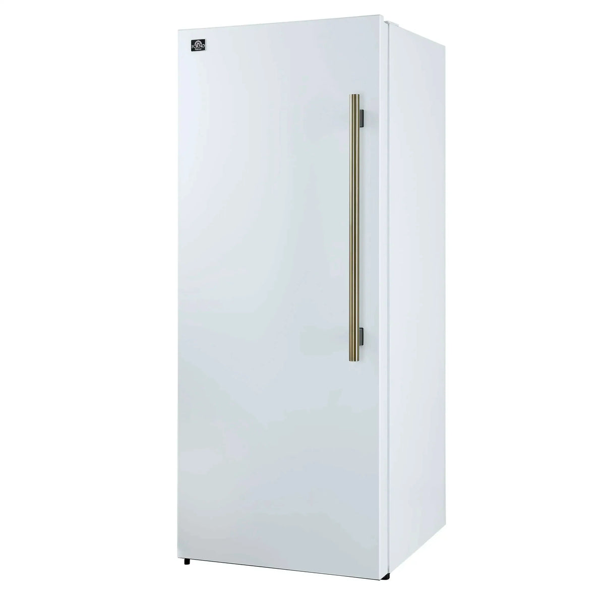 Forno 4-Piece Appliance Package - 36-Inch Antico Dual Fuel Range, Wall Mount Range Hood, 60-Inch Refrigerator, Dishwasher in White with Antique Brass Trim