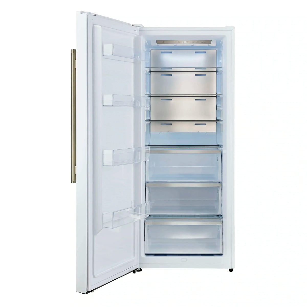 Forno 4-Piece Appliance Package - 48-Inch Galiano Gas Range, 60-Inch Refrigerator, Dishwasher, & 24-Inch Microwave Drawer in White with Antique Brass Trim