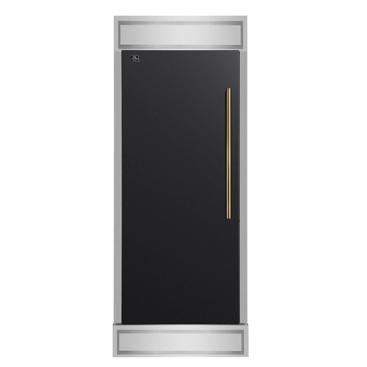 Forno Maderno 28-Inch Built-In Convertible Refrigerator in Black with Antique Brass, 13.6 cu.ft, Left Swing, Decorative Grille (FFFFD1722-32LMG-BLK)