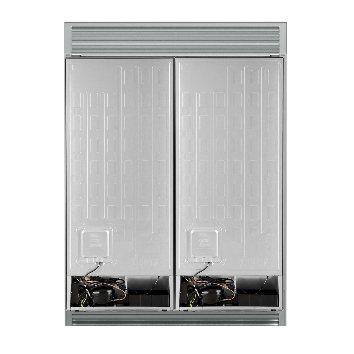 Forno Maderno 60-Inch 27.2 Cu. Ft. Built-In Convertible Refrigerator and Freezer in Black with Modern Grille Trim and Antique Brass Handles (FFFFD1722-60SG-BLK)