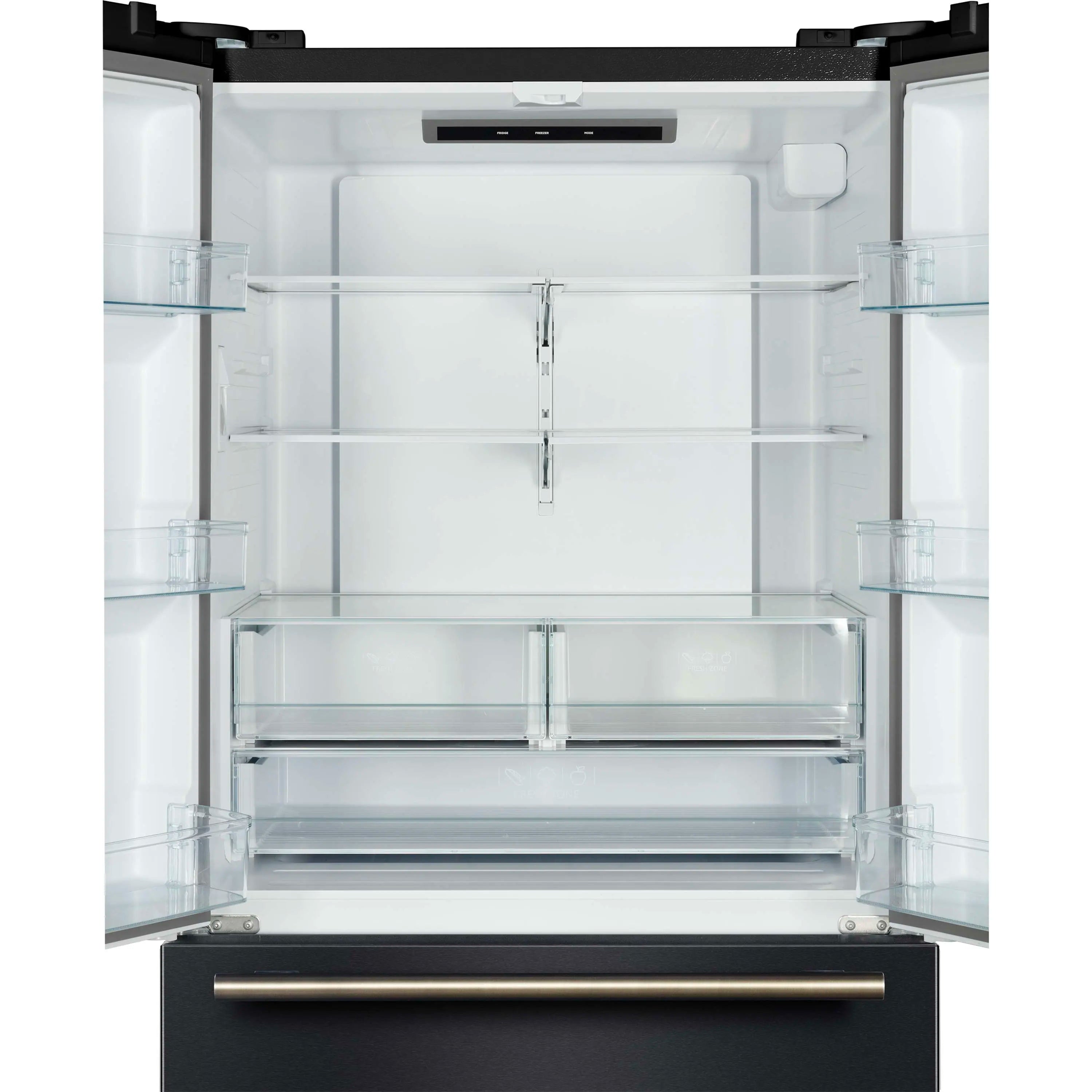 Forno Rivello 36-Inch French Door 27.4 Cu. Ft. Refrigerator with Internal Water Dispenser in Black with Antique Brass Handles (FFFFD1783-36BLK)