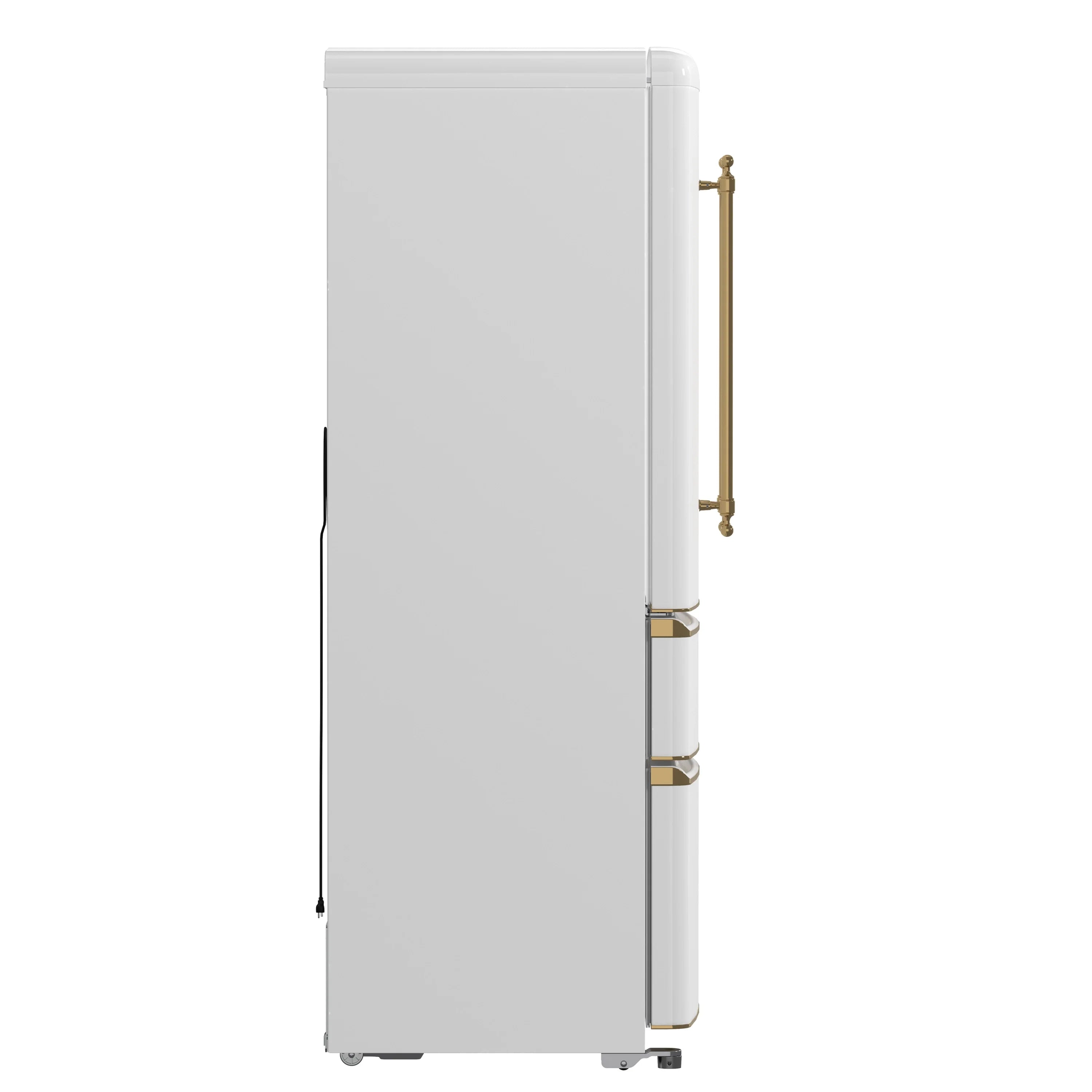 Forno Luigi 33-Inch 18 cu.ft. French Door Refrigerator in White with Antique Brass Handles (FFFFD1791-33WHT)