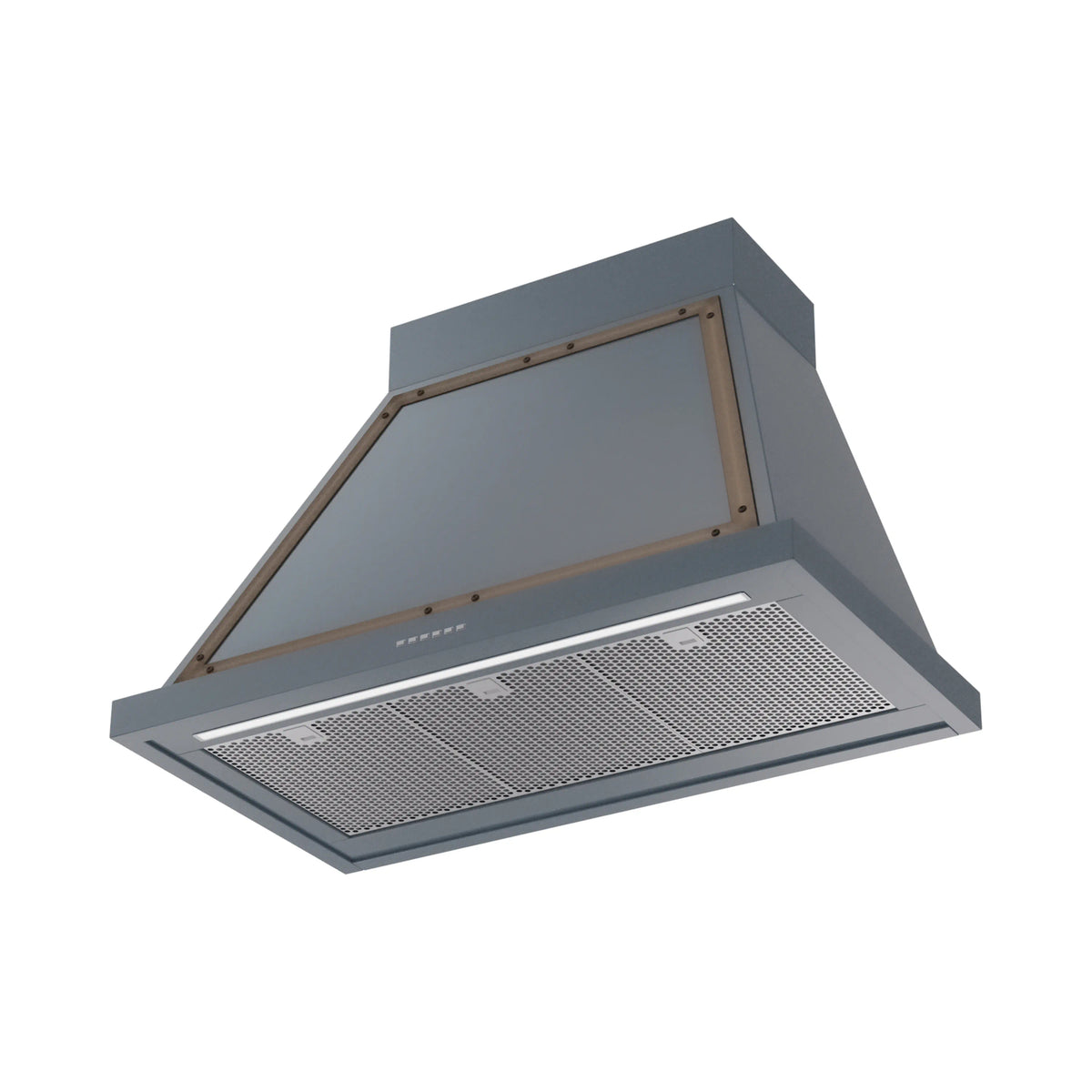 ILVE Nostalgie II 36-Inch 600 CFM Wall Mounted Ranged Hood in Blue Grey with Burnished Bronze Trim (UANB36BGB)