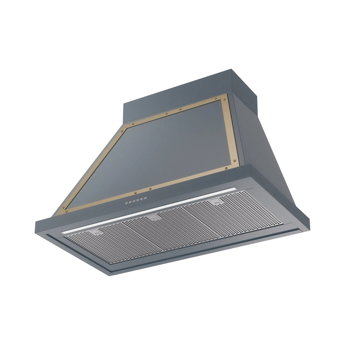 ILVE Nostalgie II 36-Inch Wall-Mount Range Hood, 600 CFM, Blue Grey with Brass Trim (UANB36BGG)