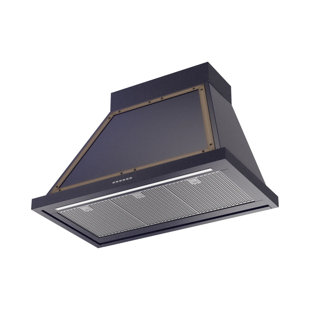 ILVE Nostalgie II 36-Inch 600 CFM Wall Mounted Range Hood in Midnight Blue with Burnished Bronze Trim (UANB36MBB)