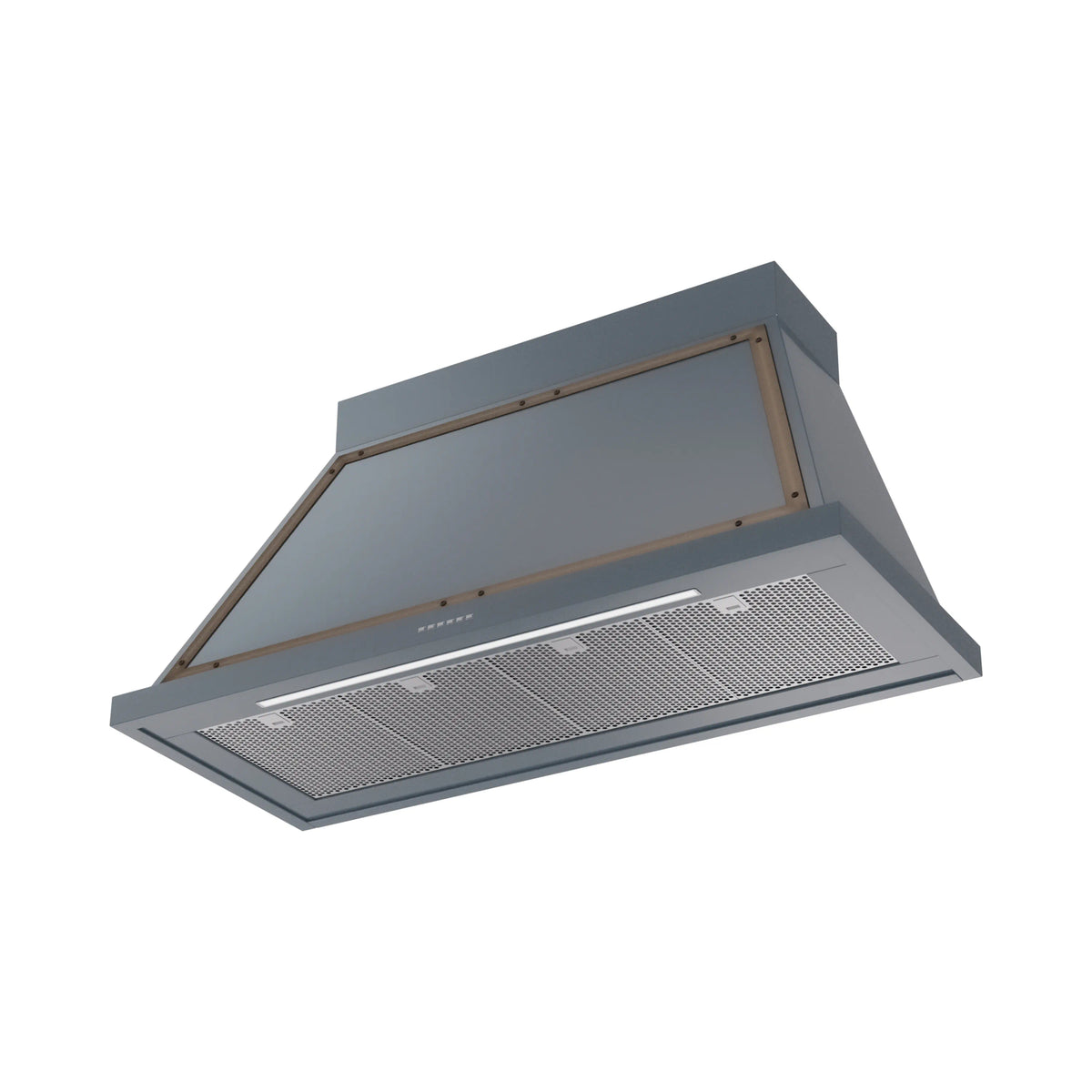 ILVE Nostalgie II 48-Inch 600 CFM Wall Mounted Range Hood in Blue Grey with Burnished Bronze Trim (UANB48BGB)