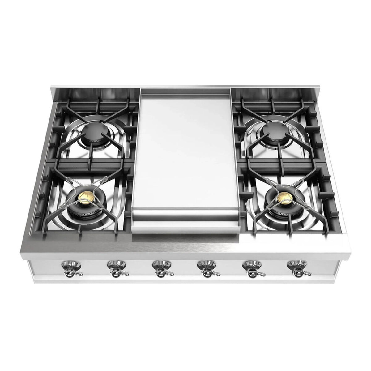 ILVE Nostalgie II 36-Inch Built-In Propane Gas Rangetop, 6 Burners, Griddle, Stainless Steel (UHCP36FNSSCLP)
