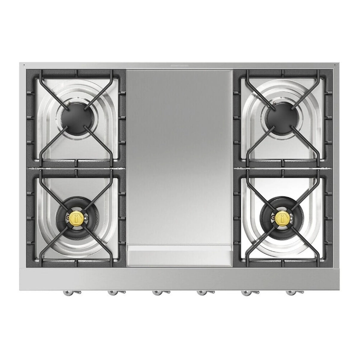ILVE Nostalgie II 36-Inch Built-In Propane Gas Rangetop, 6 Burners, Griddle, Stainless Steel (UHCP36FNSSCLP)
