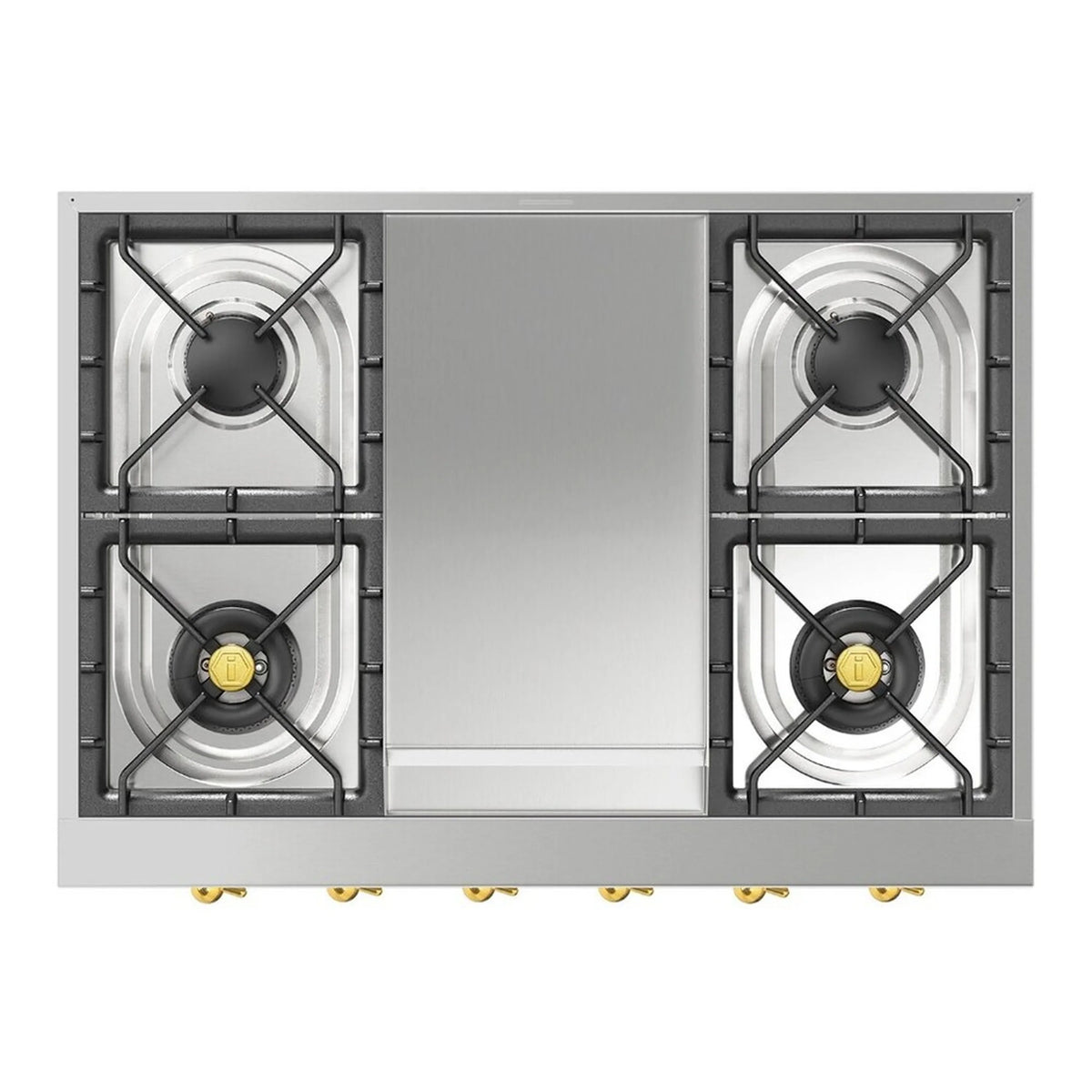 ILVE Nostalgie II 36-Inch Built-In Natural Gas Rangetop, 6 Burners, Griddle, Stainless Steel (UHCP36FNSSG)