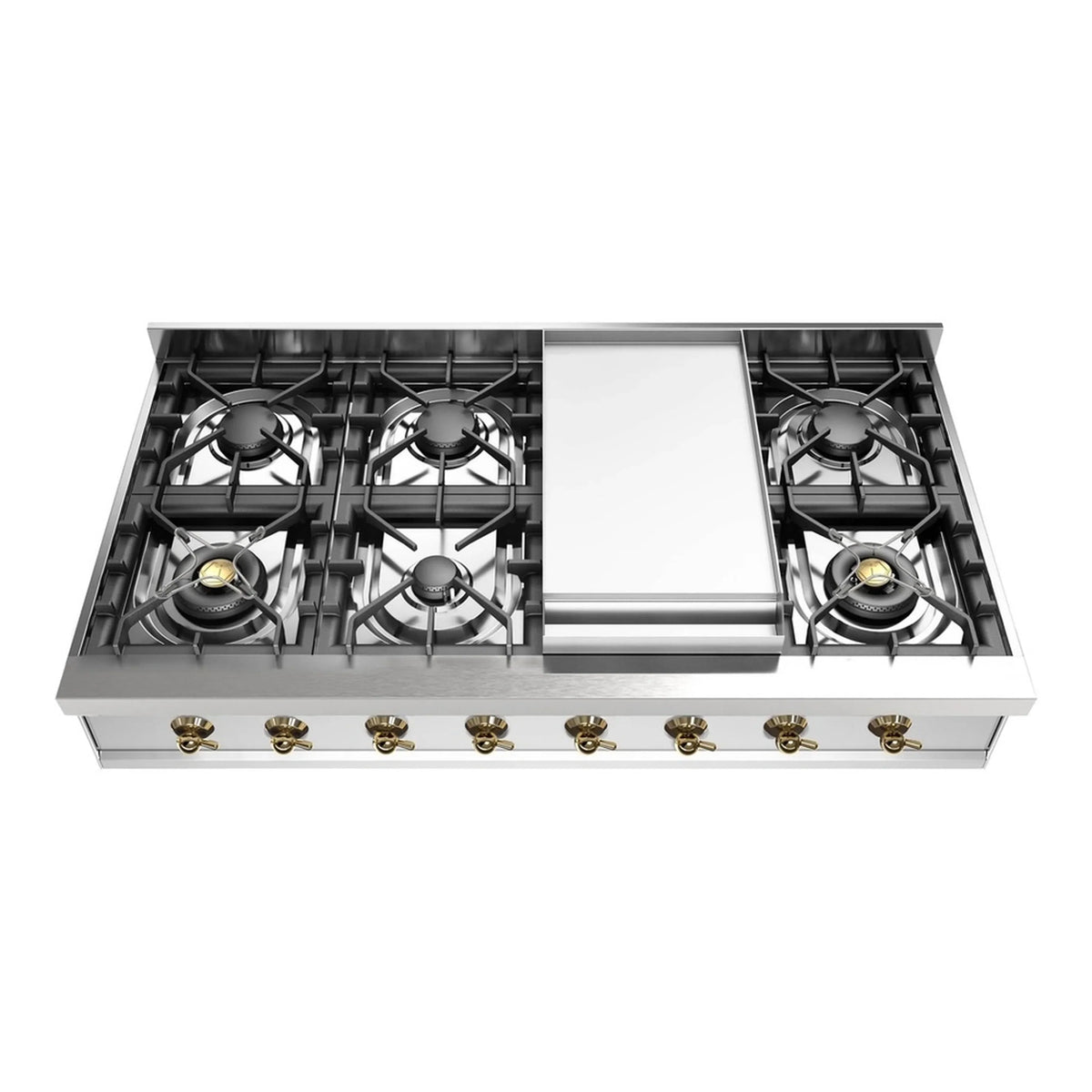 ILVE Nostalgie II 48-Inch Built-In Natural Gas Rangetop, Griddle, Stainless Steel (UHCP48FNSSG)