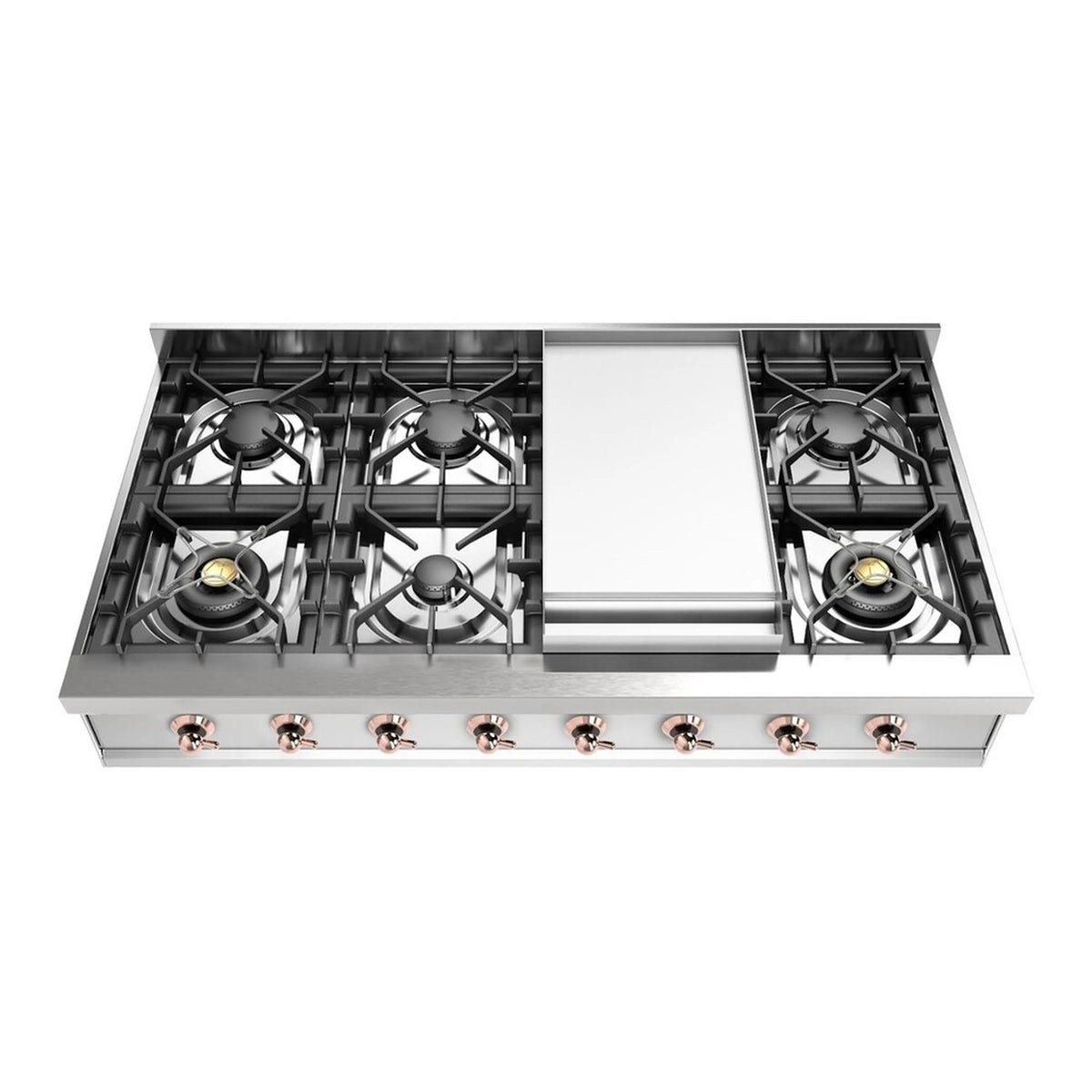 ILVE Nostalgie II 48-Inch Built-In Natural Gas Rangetop, Griddle, Stainless Steel (UHCP48FNSSP)