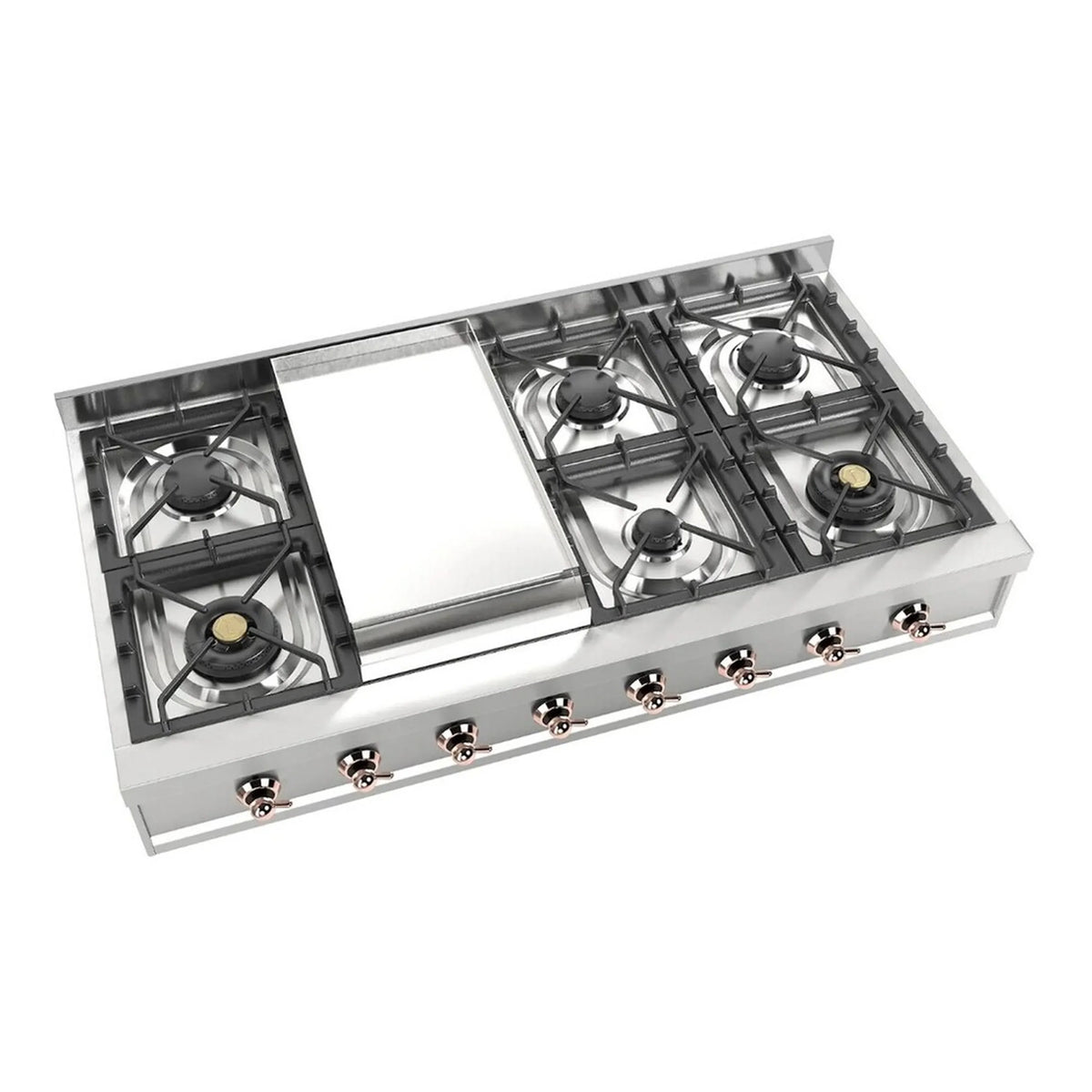 ILVE Nostalgie II 48-Inch Built-In Natural Gas Rangetop, Griddle, Stainless Steel (UHCP48FNSSP)