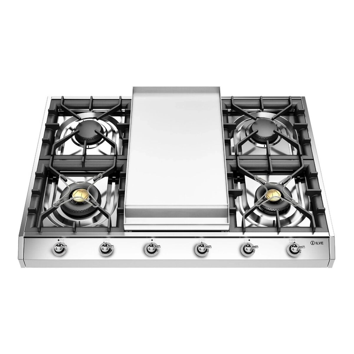 ILVE Nostalgie II 36-Inch Built-In Propane Gas Cooktop, Griddle, Stainless Steel (UHCP965FNSSCLP)