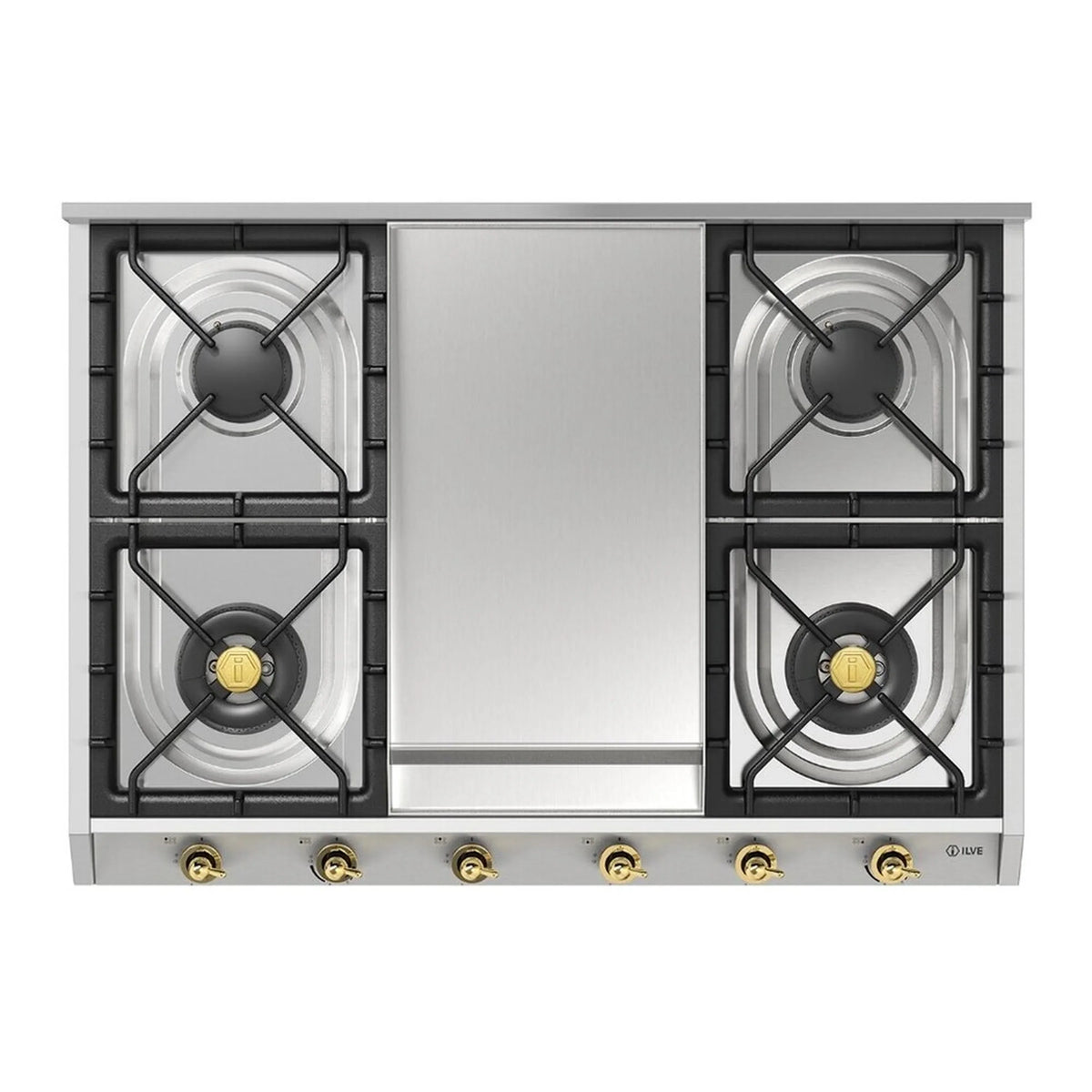 ILVE Nostalgie II 36-Inch Built-In Propane Gas Cooktop, Griddle, Stainless Steel (UHCP965FNSSGLP)