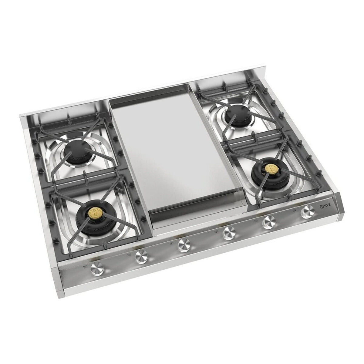ILVE Professional Plus II 36-Inch Built-In Propane Gas Cooktop, Griddle, Stainless Steel (UHCP965FSSLP)