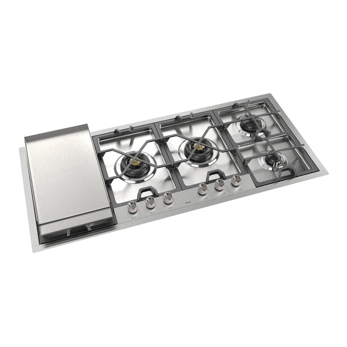 ILVE Panoramagic 48-Inch Built-In Natural Gas Cooktop, Total Black Brass Burners, Stainless Steel (UHCPMT125FSS)