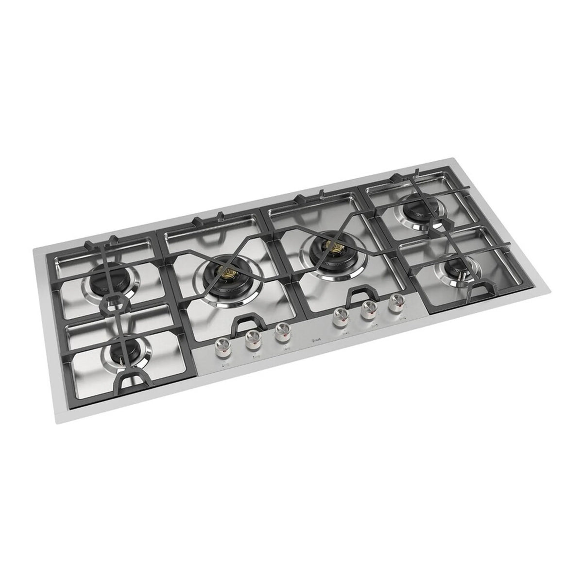 ILVE Panoramagic 48-Inch Built-In Gas Cooktop, 6 Sealed Total Black Brass Burners, Stainless Steel (UHCPMT125SSLP)