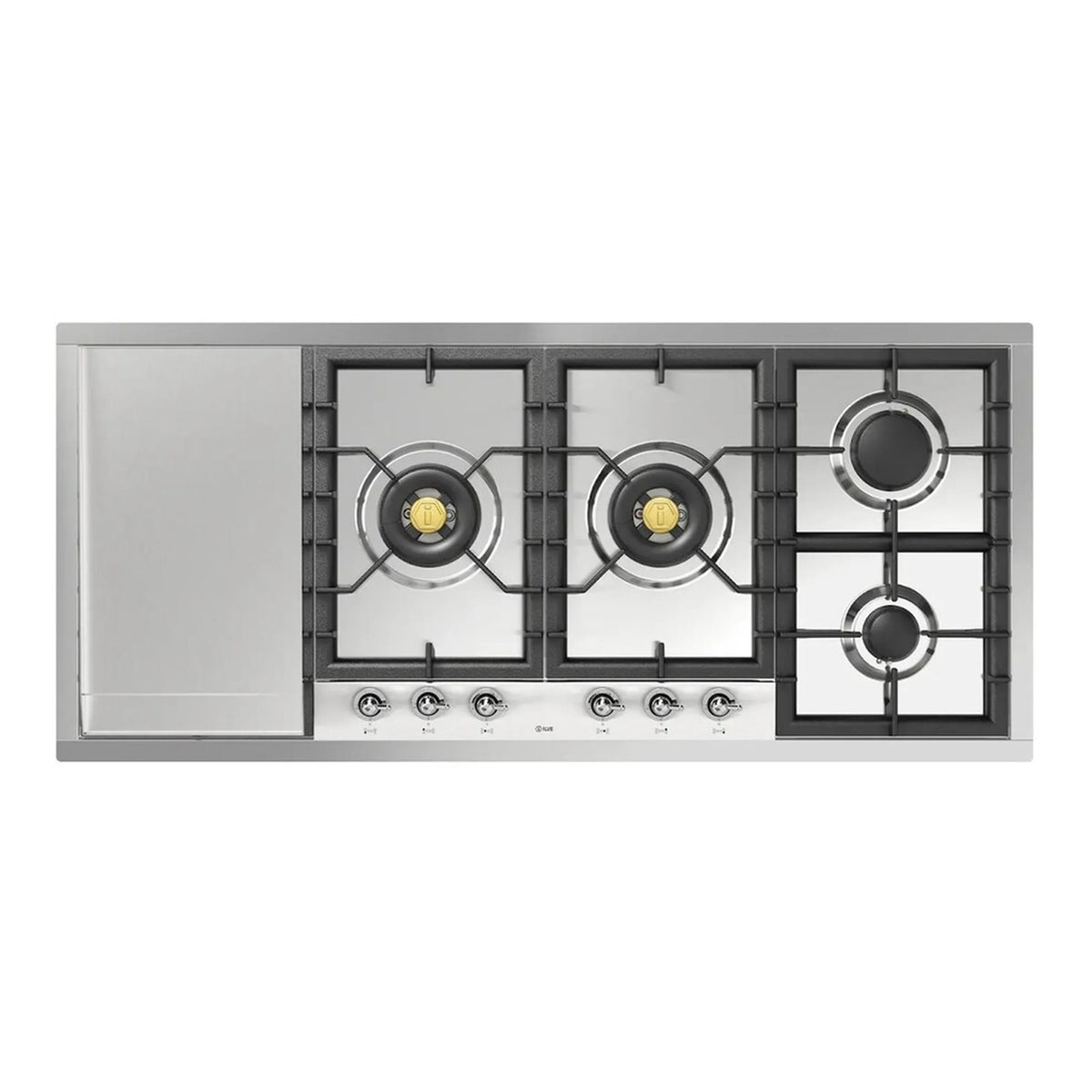ILVE Nostalgie II 48-Inch Built-In Propane Cooktop, Total Black Brass Burners, Stainless Steel (UHCPT125FNSSCLP)