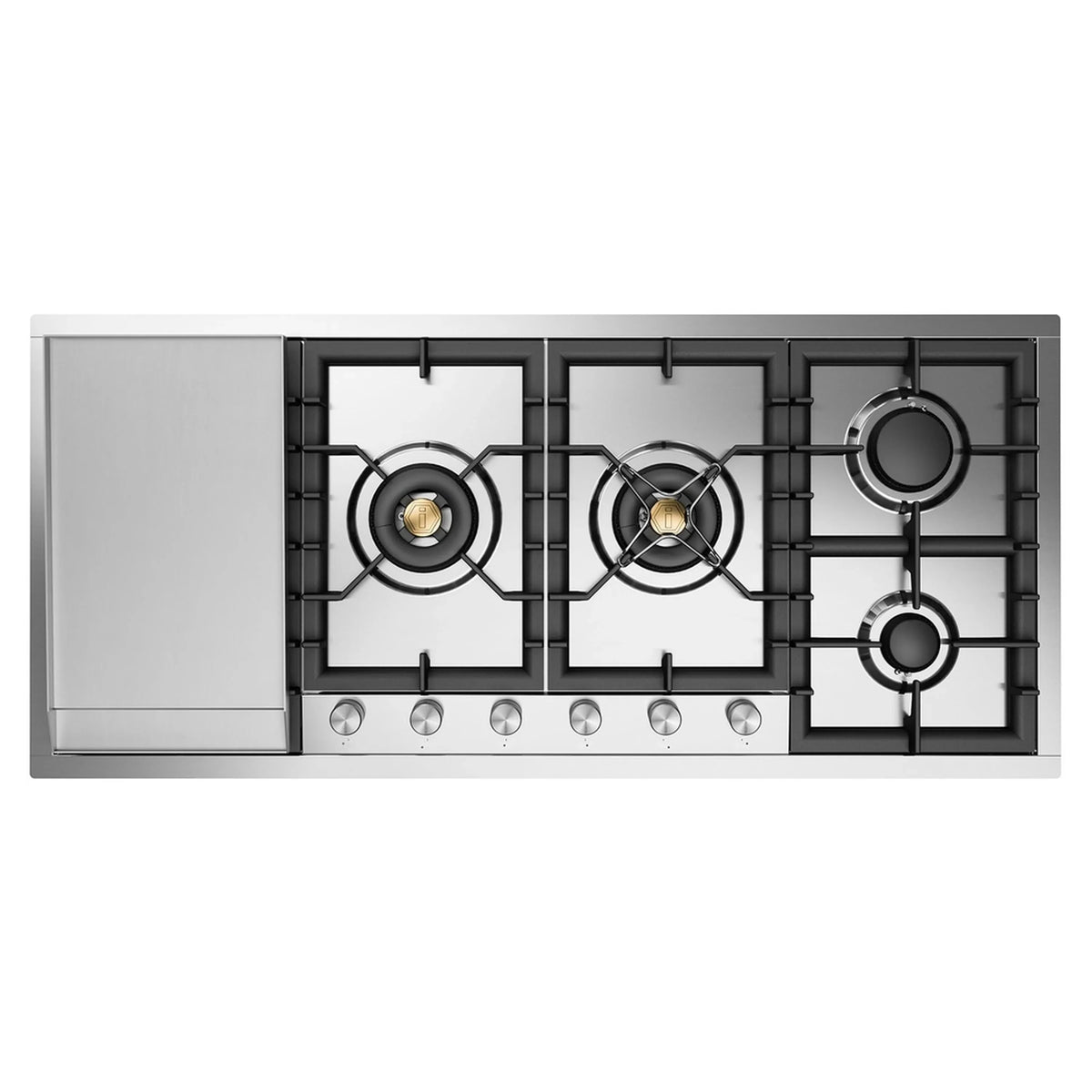 ILVE Professional Plus II 48-Inch Built-In Natural Gas Cooktop, Total Black Brass Burners, Stainless Steel (UHCPT125FSS)