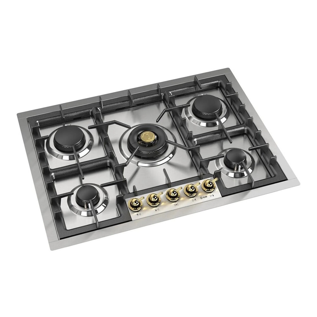 ILVE Nostalgie II 30-Inch Built-In Natural Gas Cooktop, 5 Burners, Stainless Steel (UHCPT75NSSG)