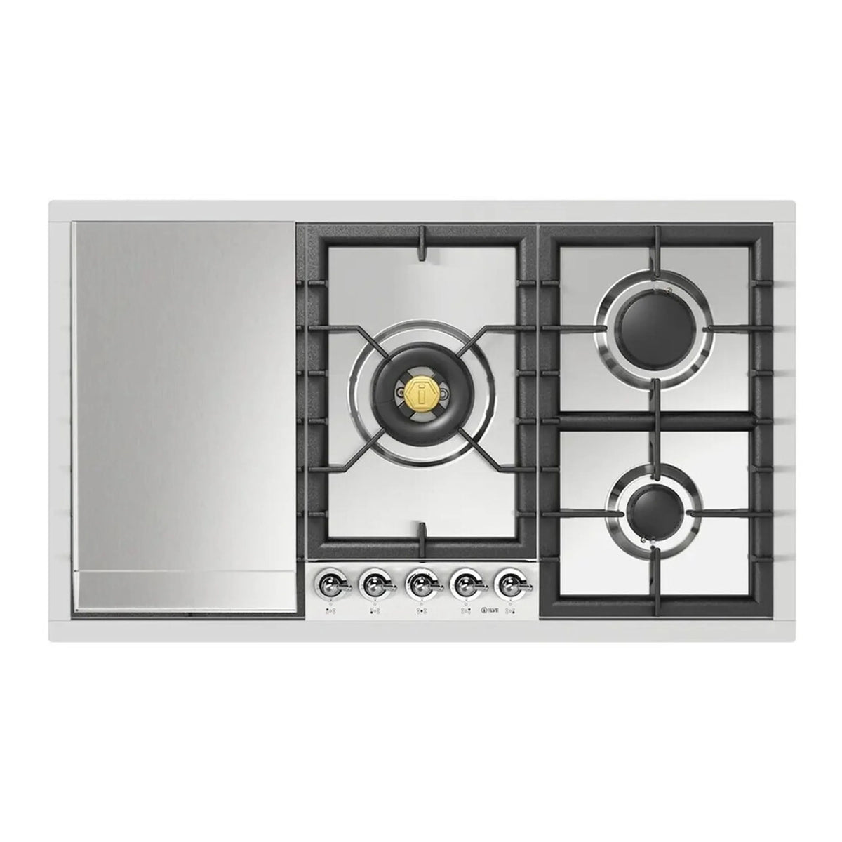 ILVE Nostalgie II 36-Inch Built-In Propane Gas Cooktop, Total Black Brass Burners, Stainless Steel (UHCPT95FNSSCLP)
