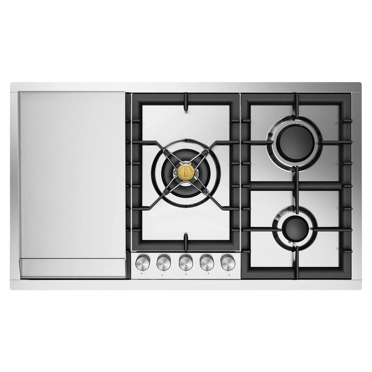 ILVE Professional Plus II 36-Inch Built-In Propane Gas Cooktop, Total Black Brass Burners, Stainless Steel (UHCPT95FSSLP)