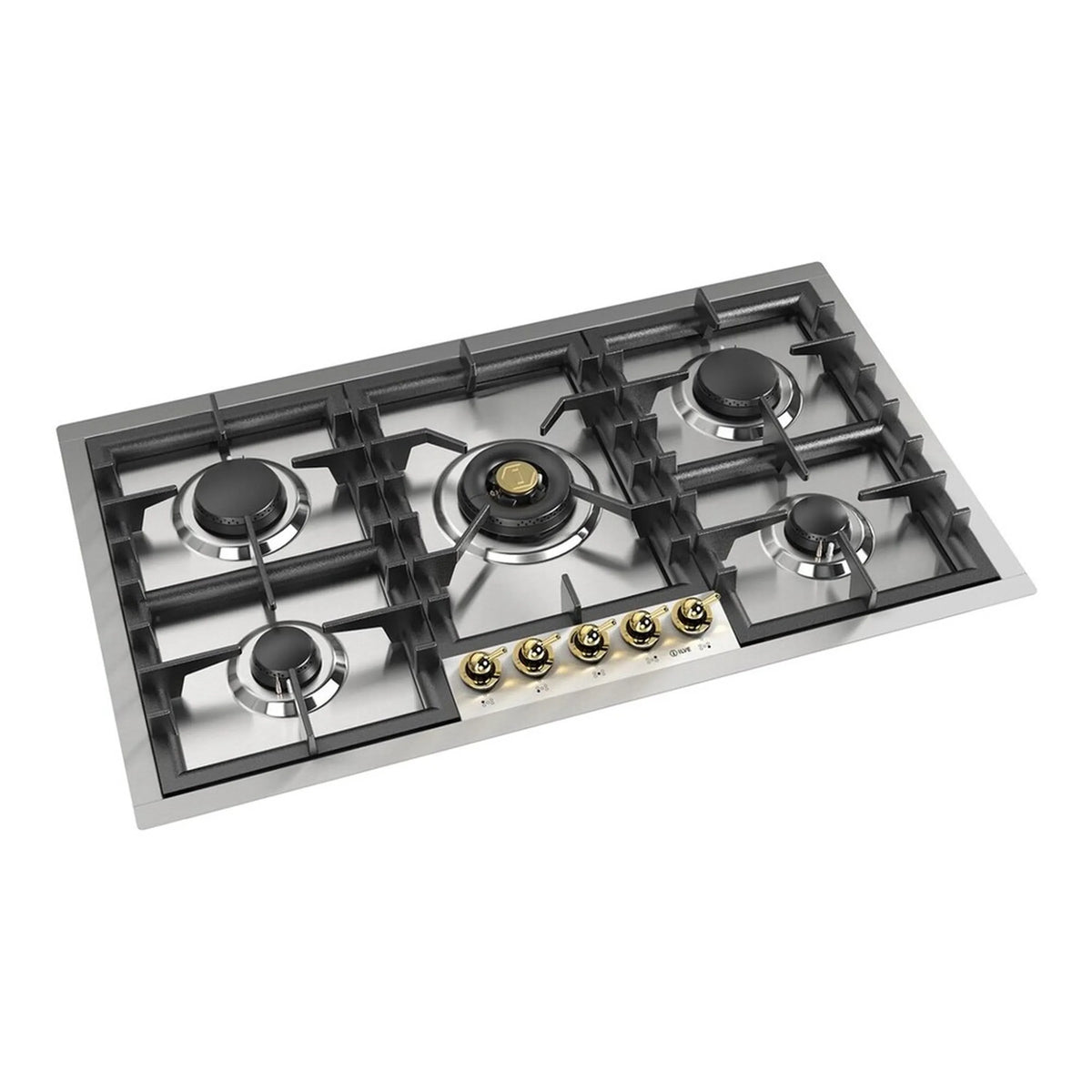 ILVE Nostalgie II 36-Inch Built-In Natural Gas Cooktop, Total Black Brass Burners, Stainless Steel (UHCPT95NSSG)