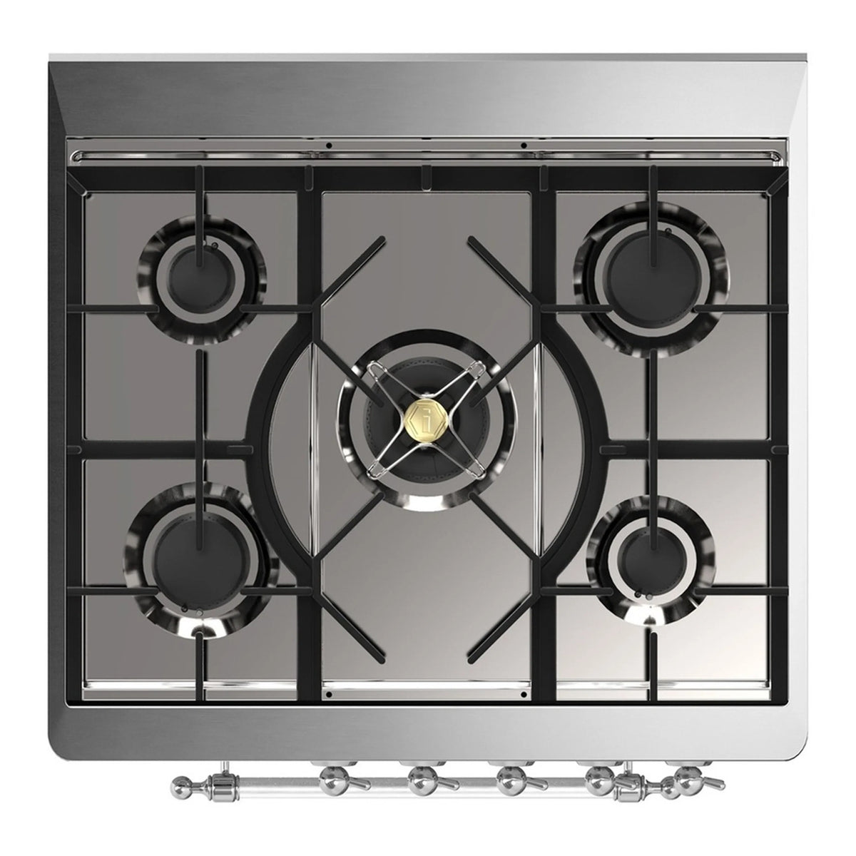 ILVE Majestic III 30-Inch Natural Gas Dual Fuel Range, 5 Burners, Triple Glass Door Oven, Midnight Blue with Chrome Trim (UM30NR3MBC)