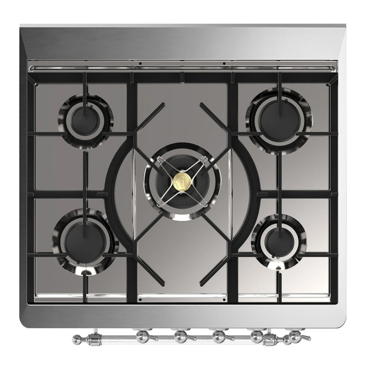 ILVE Majestic III 30-Inch Natural Gas Dual Fuel Range, 5 Burners, Triple Glass Door Oven, RAL with Chrome Trim (UM30NR3RAC)
