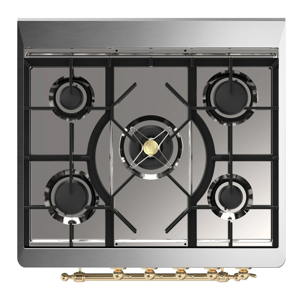 ILVE Majestic III 30-Inch Propane Dual Fuel Range, 5 Burners, Triple Glass Door Oven, RAL with Brass Trim (UM30NR3RAGLP)