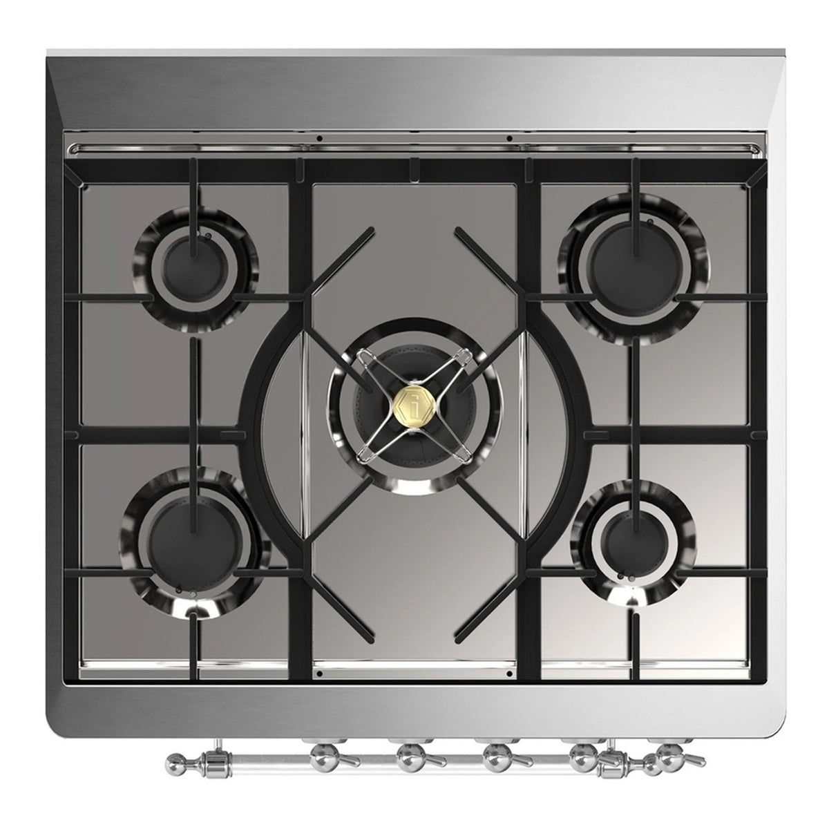 ILVE Majestic III 30-Inch Natural Gas Dual Fuel Range, 5 Burners, Solid Door Oven, Blue Grey with Chrome Trim (UM30QNR3BGC)