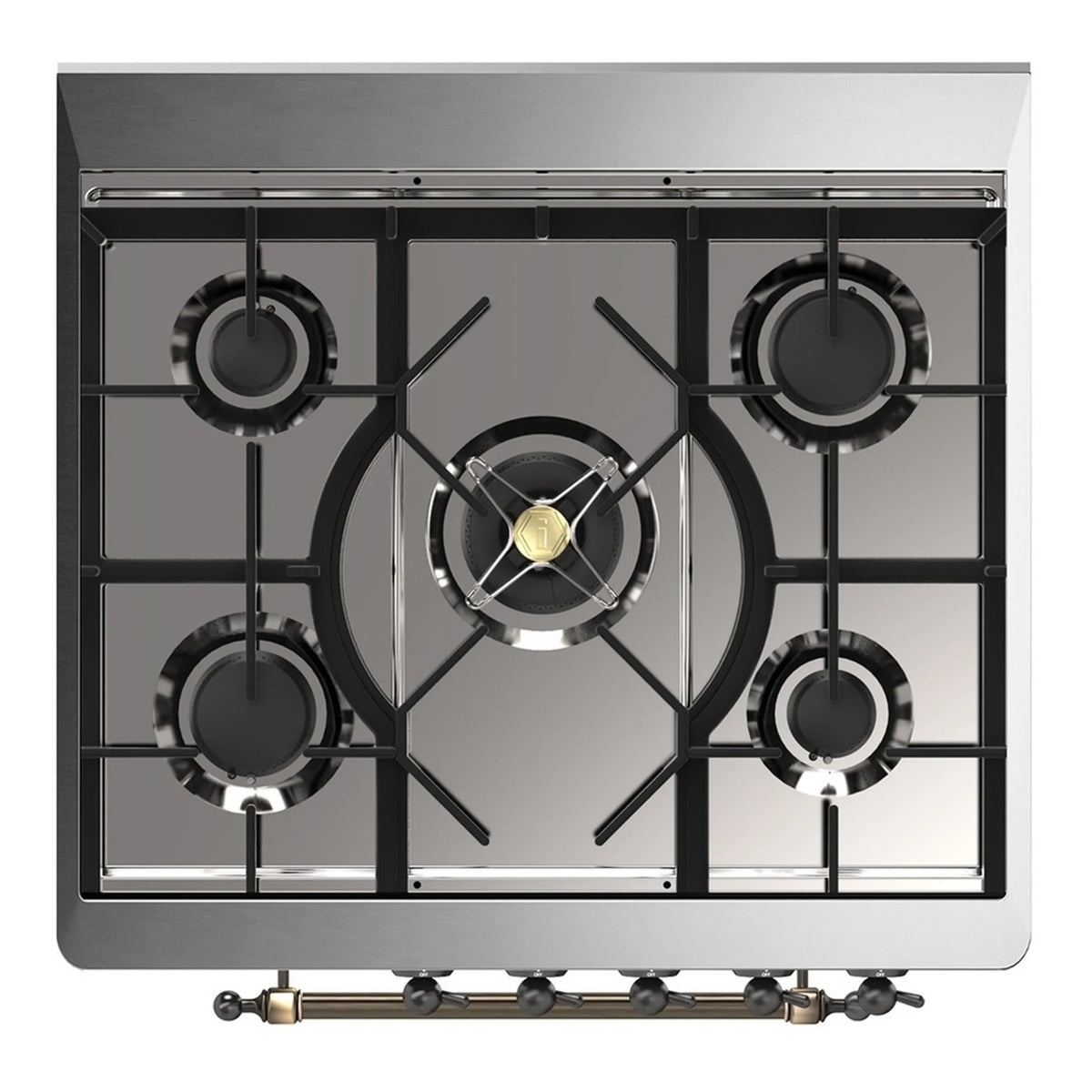 ILVE Majestic III 30-Inch Propane Dual Fuel Range, 5 Burners, Solid Door Oven, Glossy Black with Burnished Trim (UM30QNR3BKBLP)