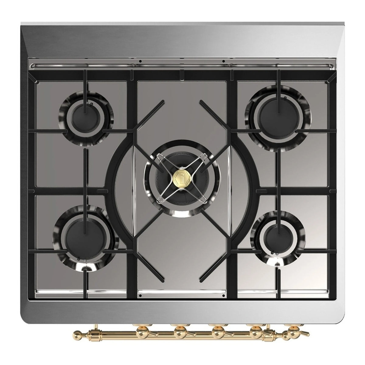 ILVE Majestic III 30-Inch Propane Dual Fuel Range, 5 Burners, Solid Door Oven, Burgundy with Brass Trim (UM30QNR3BUGLP)