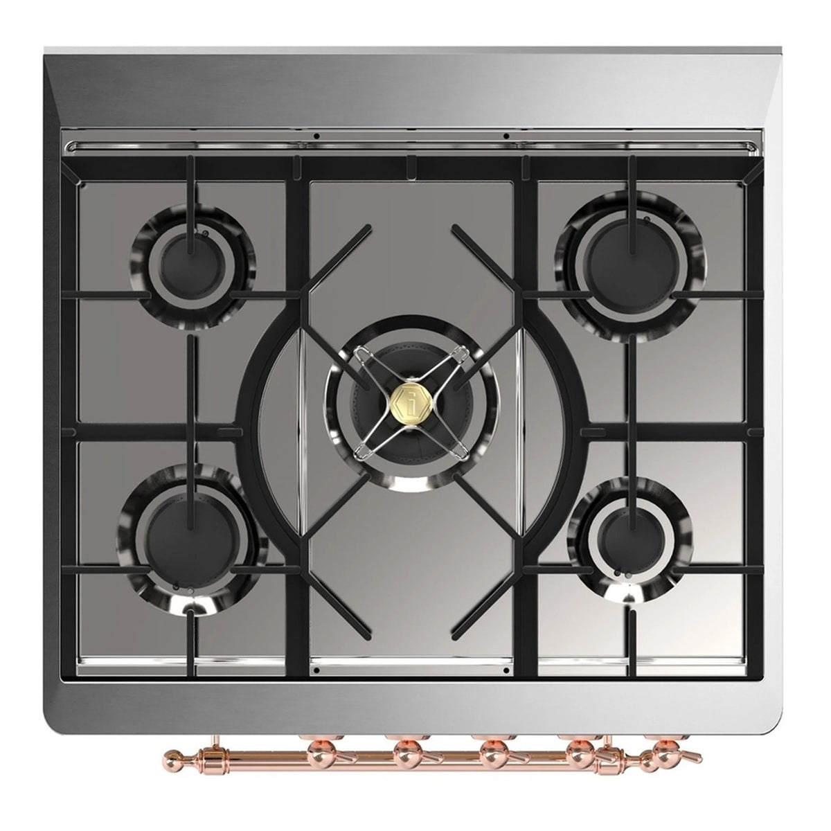 ILVE Majestic III 30-Inch Natural Gas Dual Fuel Range, 5 Burners, Solid Door Oven, Emerald Green with Copper Trim (UM30QNR3EGP)