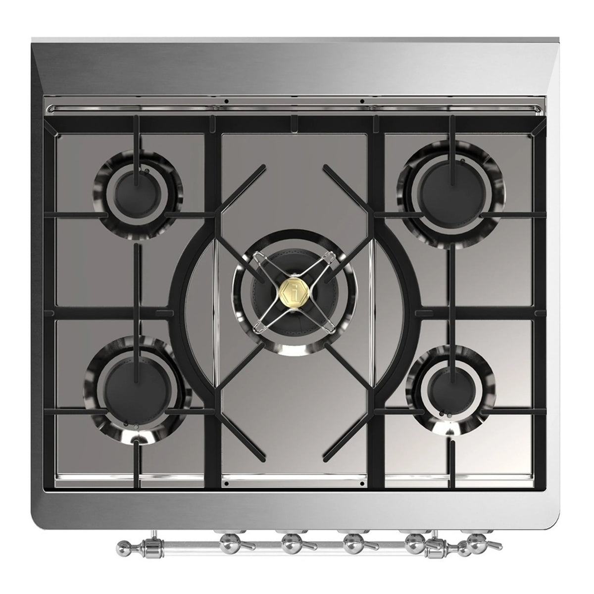 ILVE Majestic III 30-Inch Natural Gas Dual Fuel Range, 5 Burners, Solid Door Oven, Midnight Blue with Chrome Trim (UM30QNR3MBC)