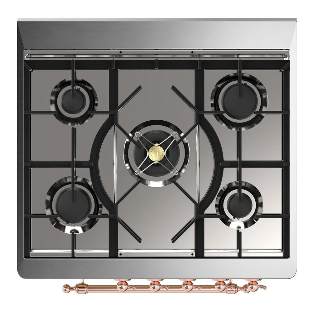 ILVE Majestic III 30-Inch Natural Gas Dual Fuel Range, 5 Burners, Solid Door Oven, Graphite Matte with Copper Trim (UM30QNR3MGP)