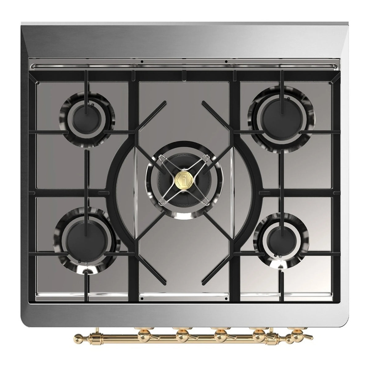 ILVE Majestic III 30-Inch Propane Dual Fuel Range, 5 Burners, Solid Door Oven, RAL with Brass Trim (UM30QNR3RAGLP)