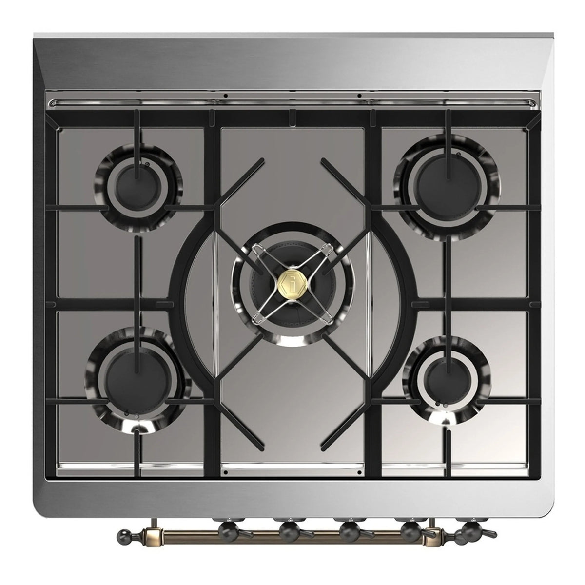 ILVE Majestic III 30-Inch Propane Dual Fuel Range, 5 Burners, Solid Door Oven, Stainless Steel with Burnished Trim (UM30QNR3SSBLP)