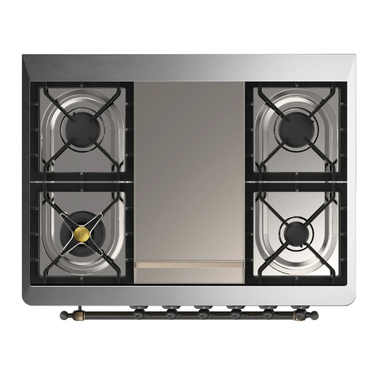 ILVE Majestic III 36-Inch Propane Dual Fuel Range, 5 Burners, Griddle, Triple Glass Door, Blue Grey with Burnished Trim (UM36FNR3BGBLP)