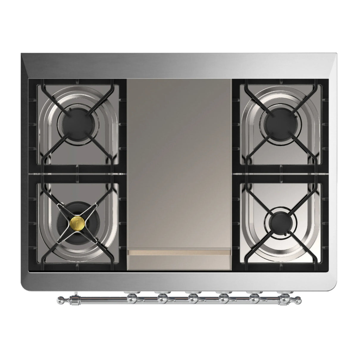 ILVE Majestic III 36-Inch Natural Gas Dual Fuel Range, 6 Burners, Griddle, Triple Glass Door, Blue Grey with Chrome Trim (UM36FNR3BGC)