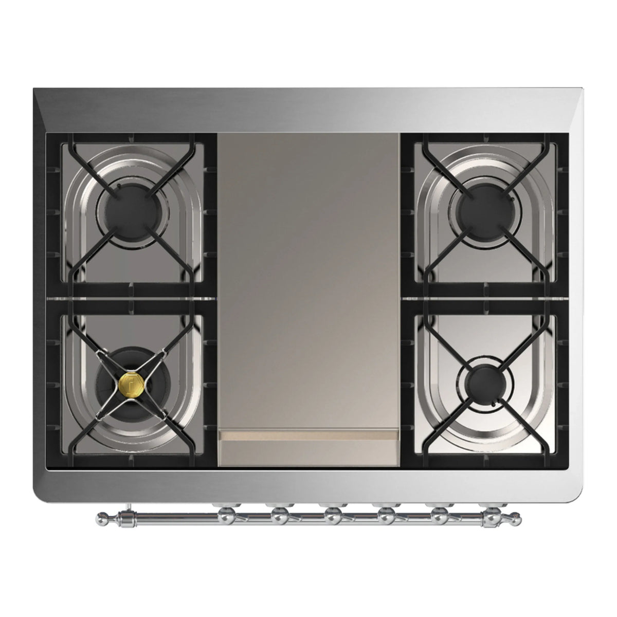 ILVE Majestic III 36-Inch Natural Gas Dual Fuel Range, 6 Burners, Griddle, Triple Glass Door, Glossy Black with Chrome Trim (UM36FNR3BKC)