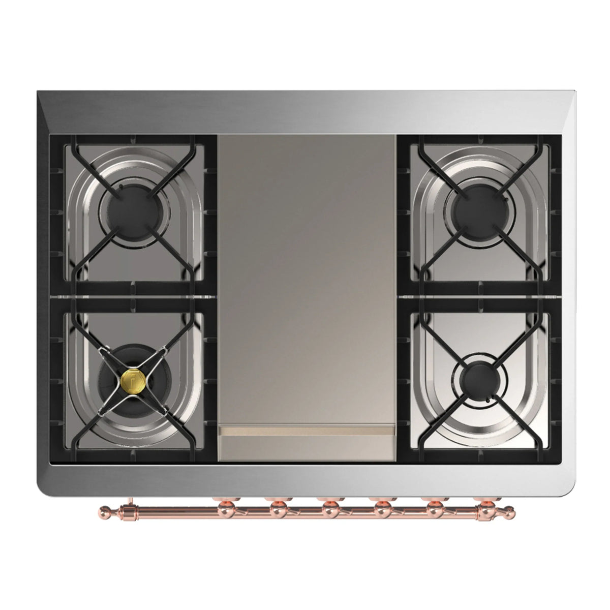 ILVE Majestic III 36-Inch Propane Dual Fuel Range, 5 Burners, Griddle, Triple Glass Door, Glossy Black with Copper Trim (UM36FNR3BKPLP)