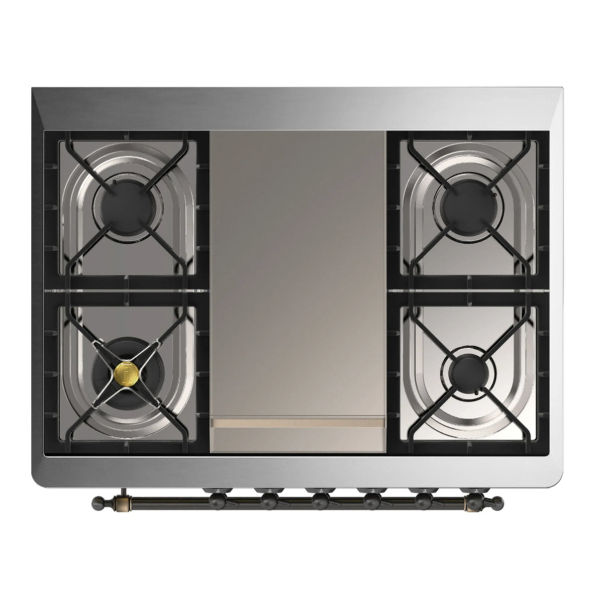 ILVE Majestic III 36-Inch Natural Gas Dual Fuel Range, 6 Burners, Griddle, Triple Glass Door, Burgundy with Burnished Trim (UM36FNR3BUB)