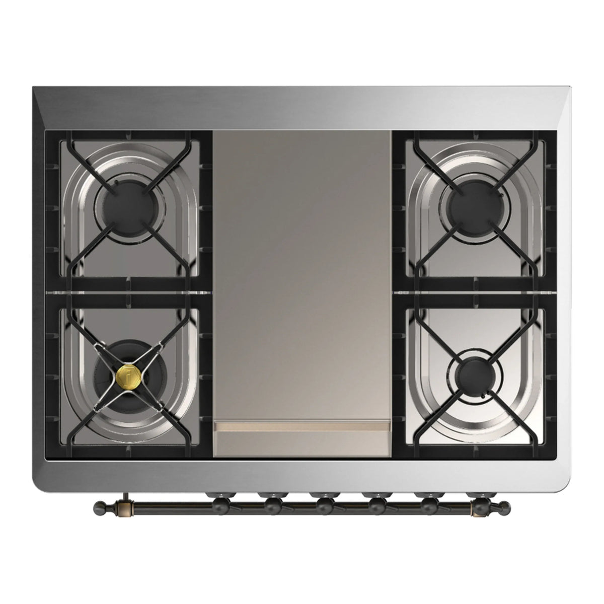 ILVE Majestic III 36-Inch Natural Gas Dual Fuel Range, 6 Burners, Griddle, Triple Glass Door, Matte Graphite with Burnished Trim (UM36FNR3MGB)