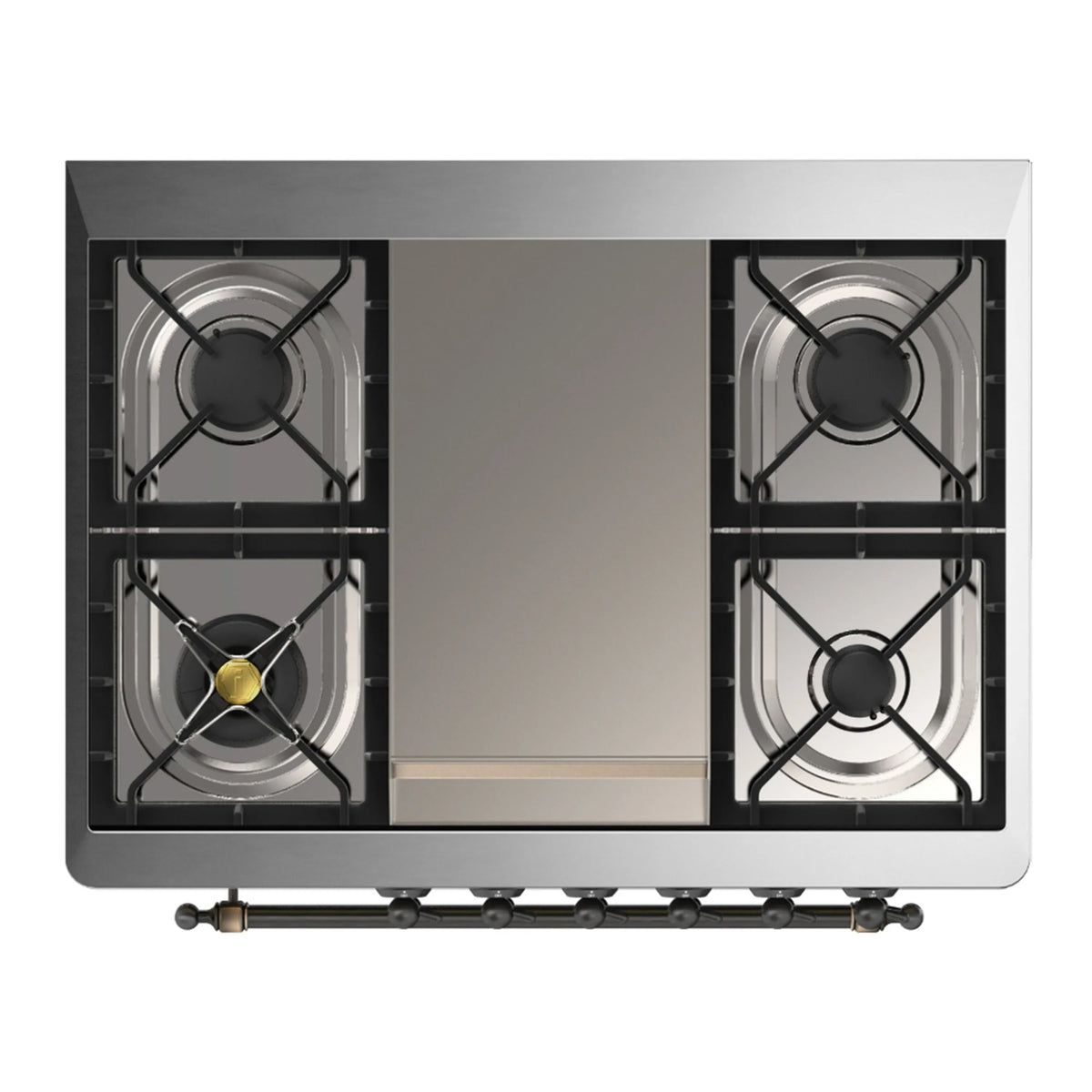 ILVE Majestic III 36-Inch Propane Dual Fuel Range, 5 Burners, Griddle, Solid Door, Blue Grey with Burnished Trim (UM36FQNR3BGBLP)
