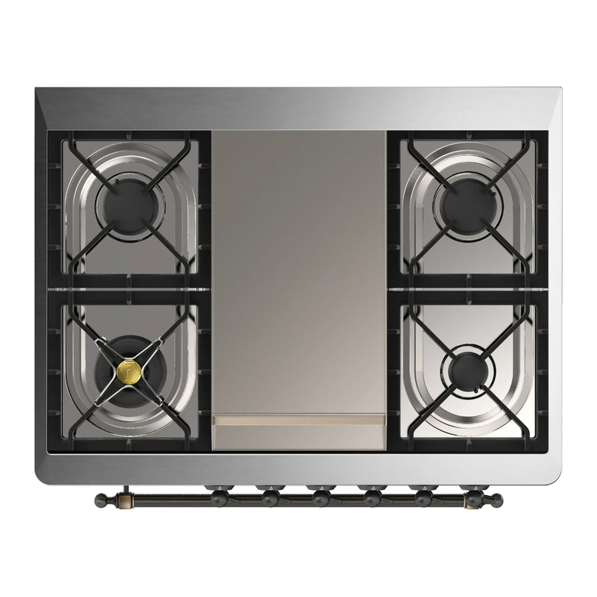 ILVE Majestic III 36-Inch Propane Dual Fuel Range, 5 Burners, Griddle, Solid Door, Midnight Blue with Burnished Trim (UM36FQNR3MBBLP)
