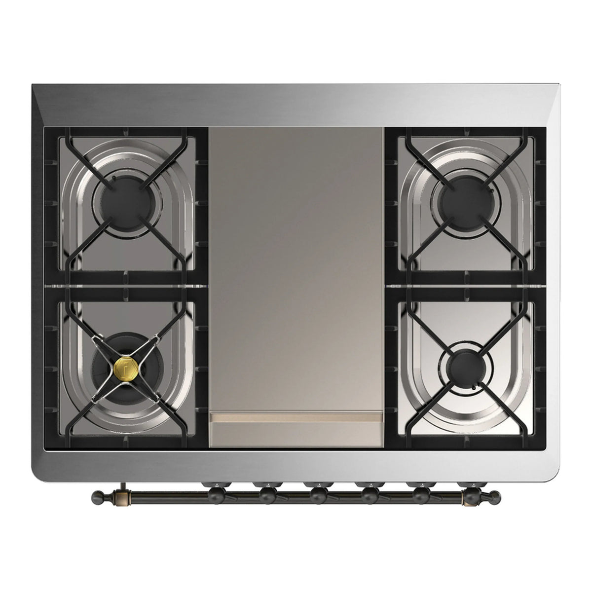ILVE Majestic III 36-Inch Natural Gas Dual Fuel Range, 6 Burners, Griddle, Solid Door, White with Burnished Trim (UM36FQNR3WHB)